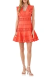 Endless Rose Plunge Neck Tiered Lace Linen & Cotton Dress In Orange