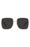 Jimmy Choo Alianas Glitter Rim Square Stainless Steel Sunglasses In Gold/gray Solid