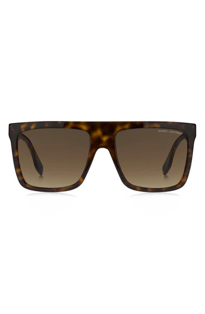 Marc Jacobs 57mm Flat Top Sunglasses In Havana / Brown Gradient