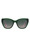 Kate Spade Yolanda 51mm Polarized Gradient Cat Eye Sunglasses In Green / Green Pink