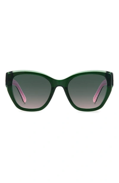 Kate Spade Yolanda 51mm Polarized Gradient Cat Eye Sunglasses In Green / Green Pink