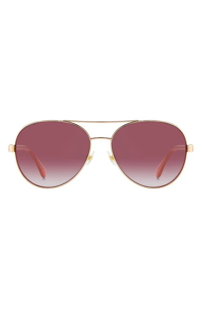 Kate Spade Averie 58mm Gradient Aviator Sunglasses In Rose Gold / Burgundy Grad
