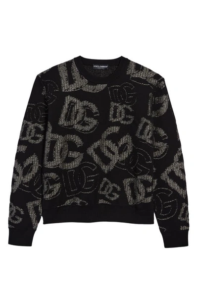 Dolce & Gabbana Logo Jacquard Virgin Wool Blend Jumper In S9000 Variante Abbinata