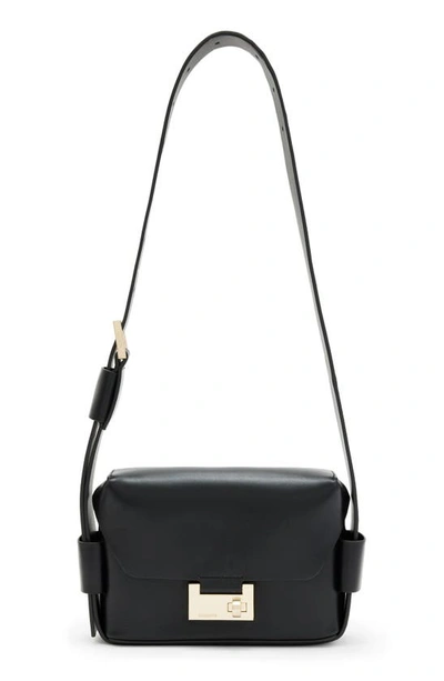 Allsaints Womens Black Frankie Logo-embossed Leather Cross-body Bag