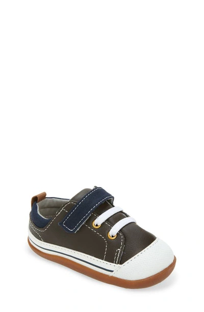 See Kai Run Kids' Stevie Ii Sneaker In Brown Leather/ Blue