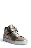 Zadig & Voltaire Zv1747 Metallic Leather Mid Top Trainers In Silver