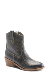 L'artiste Embossed Floral Leather Bootie In Black