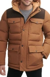 Levi's Men's Quilted Four Pocket Parka Hoody Jacket In Brown Combo