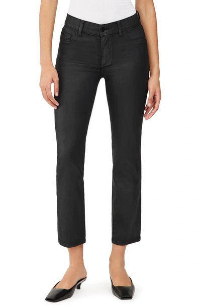Dl1961 Mara Instasculpt Mid Rise Straight Leg Jeans In Black Coated