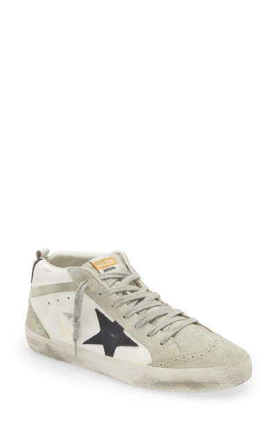 Golden Goose Mid Star Distressed-effect Sneakers In White/ Ice/ Black
