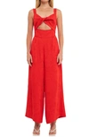 Endless Rose Soft Touch Plisse Twist Jumpsuit Dress In Orange