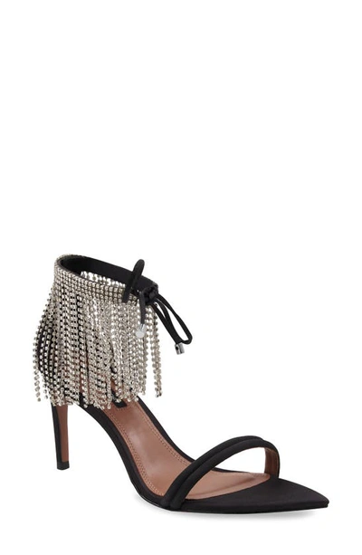 Bcbgmaxazria Dawn Fringe Pointed Toe Sandal In Black