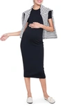 Hatch The Eliza Maternity Midi Dress In Black Knit