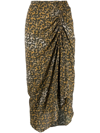 Isabel Marant Étoile Azaria Floral Print Ruched Handkerchief Hem Midi Skirt In Orange