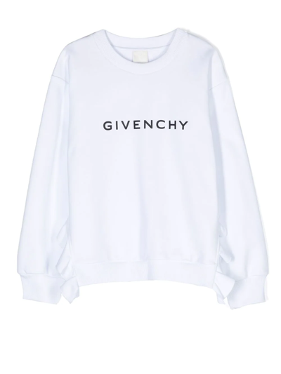 Givenchy Teen White Logo Print Cotton Sweatshirt
