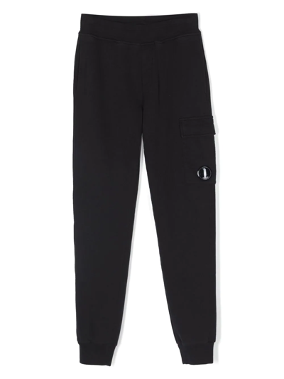 C.p. Company Teen Black Lens Pocket Cotton Track Pants