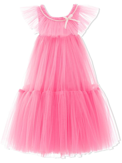 Tulleen Kids' Sleeveless Flared Dress In Pink