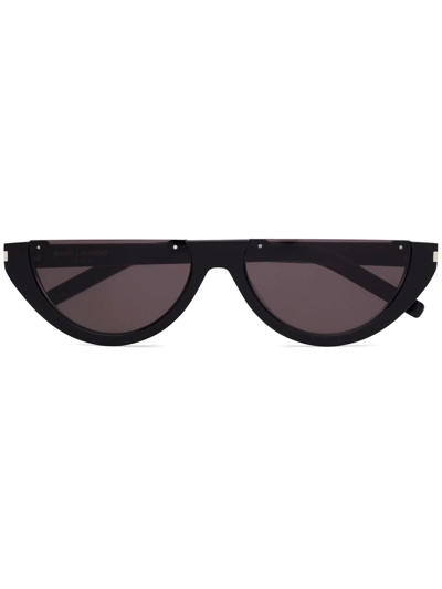 Saint Laurent Sl 563 Half-rim Elongated Cat-eye Sunglasses In Black