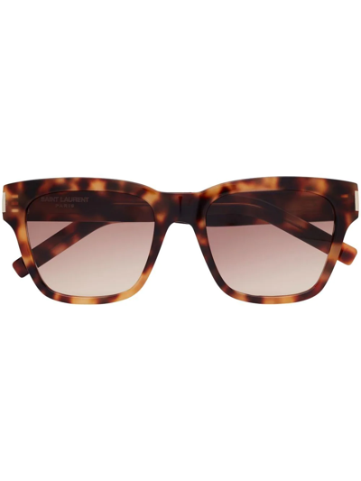 Saint Laurent Sl 560 Rectangle-frame Sunglasses In Brown