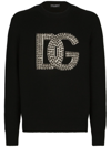 DOLCE & GABBANA STUDDED LOGO-DETAIL JUMPER