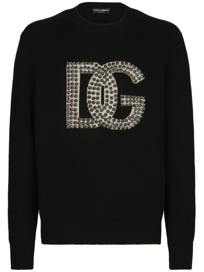 Dolce & Gabbana Studded Logo-detail Jumper In Black