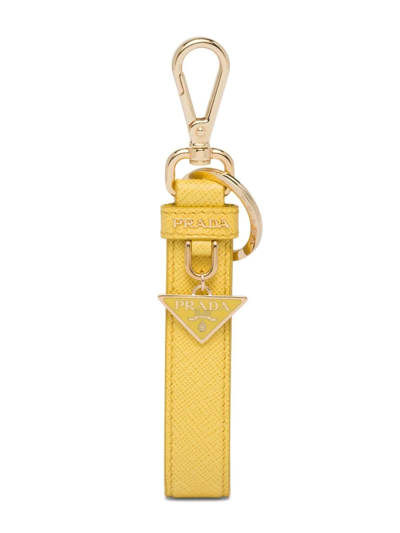 Prada Triangle Logo Keyring In Yellow