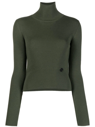 Patou High Neck Rib Jumper In Loden In Green