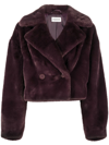 P.A.R.O.S.H DOUBLE-BREASTED CROPPED FAUX-FUR JACKET