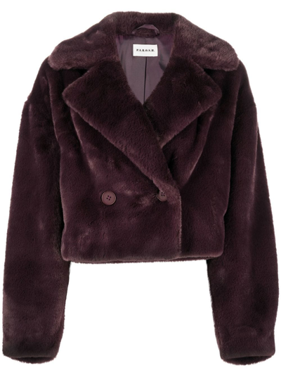 P.a.r.o.s.h Double-breasted Cropped Faux-fur Jacket In Purple