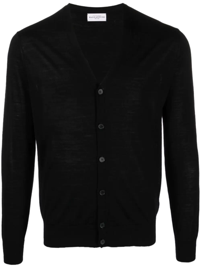 Ballantyne Fine-knit Wool Cardigan In Black