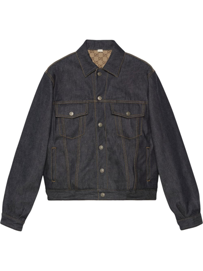 Gucci Gg Reversible Denim Jacket In Blau