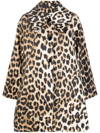 Ganni Leopard-print Single-breasted Coat In Black