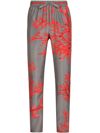 Dolce & Gabbana Coral-print Silk Jogging Trousers In Grey