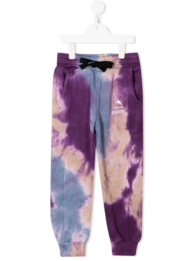 Mauna Kea Kids' Logo-print Tie-dye Track Trousers In Purple