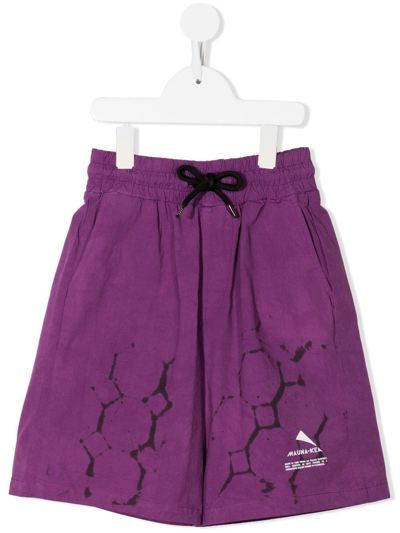 Mauna Kea Kids' Honeycomb Print Bermuda Shorts In Purple