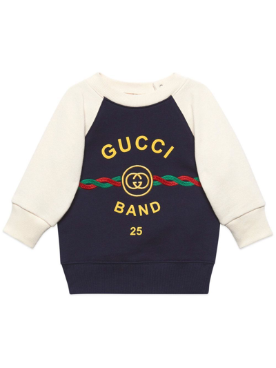 Gucci Babies' Logo-embroidered Cotton Sweatshirt In Blue