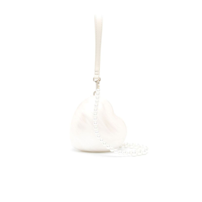 Simone Rocha White Pearl Heart Mini Bag In Neutrals