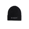 GIVENCHY BLACK EMBROIDERED LOGO WOOL BEANIE HAT,BGZ01AG01D17982282
