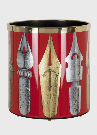 Fornasetti Pennini Paper Basket In Multi