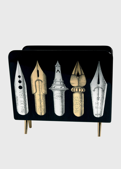 Fornasetti Pennini Magazine Rack In Black Multi