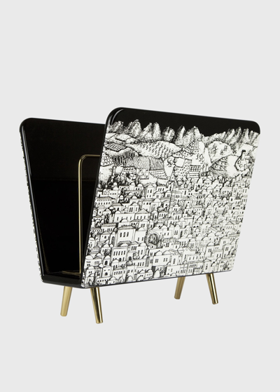 Fornasetti Gerusalemme Magazine Rack In Black/white