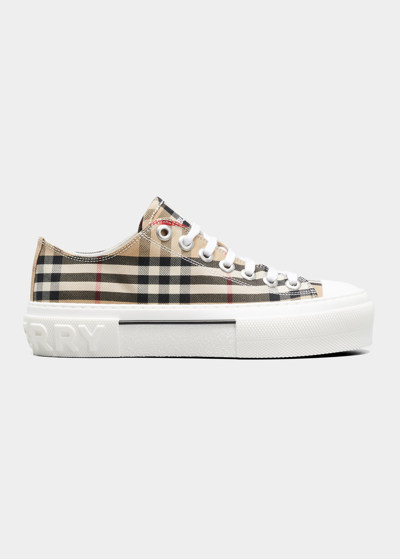 Burberry Check Platform Low Top Sneakers Archive Beige Ip Check In Brown