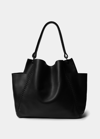 Callista Large Leather Shoulder Bag In Matte Black