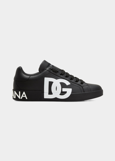 DOLCE & GABBANA MEN'S PORTOFINO LEATHER LOW-TOP SNEAKERS