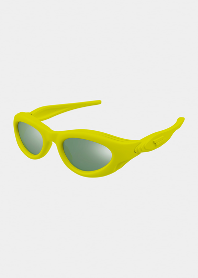 Bottega Veneta Mirrored Injection Plastic Cat-eye Sunglasses In Green
