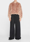 Proenza Schouler White Label Faux-fur Cropped Jacket In Pale Pink