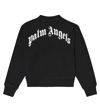 Palm Angels Felpa Classic Curved Logo In Black White