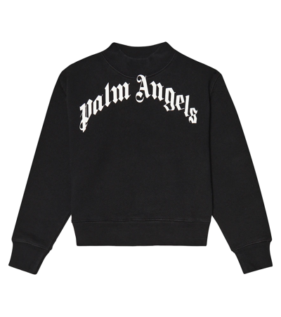 Palm Angels Felpa Classic Curved Logo In Black