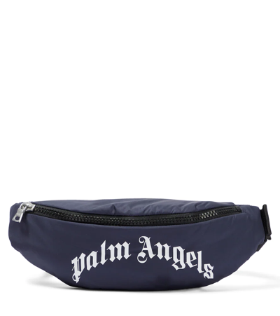 Palm Angels Kids' Logo Belt Bag In Navy Blue White