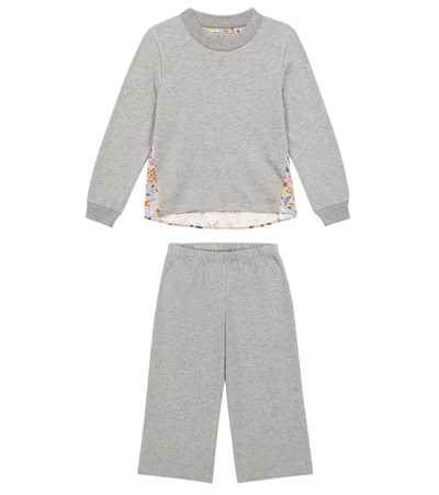 Il Gufo Kids' Sweatshirt And Sweatpants Set In Steel Grey/arctic Grey
